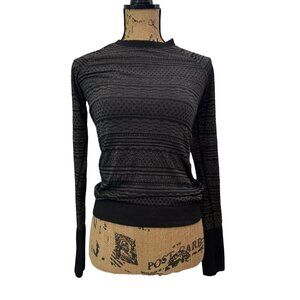 Lululemon Size 2  Womens Black Charcoal Slim Fit Pattern Sweater